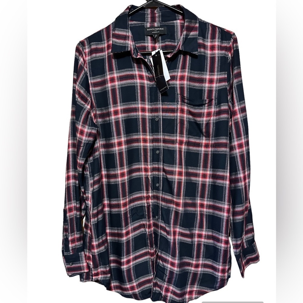 NWT Banana Republic plaid boyfriend shirt size medium